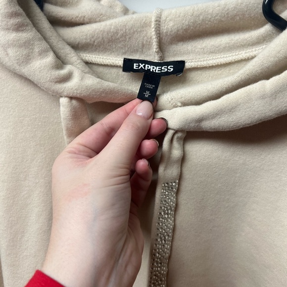 Express Cream Rhinestone Jogger Set, Medium, NWOT - Picture 3 of 6